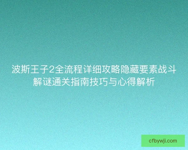 波斯王子2全流程详细攻略隐藏要素战斗解谜通关指南技巧与心得解析
